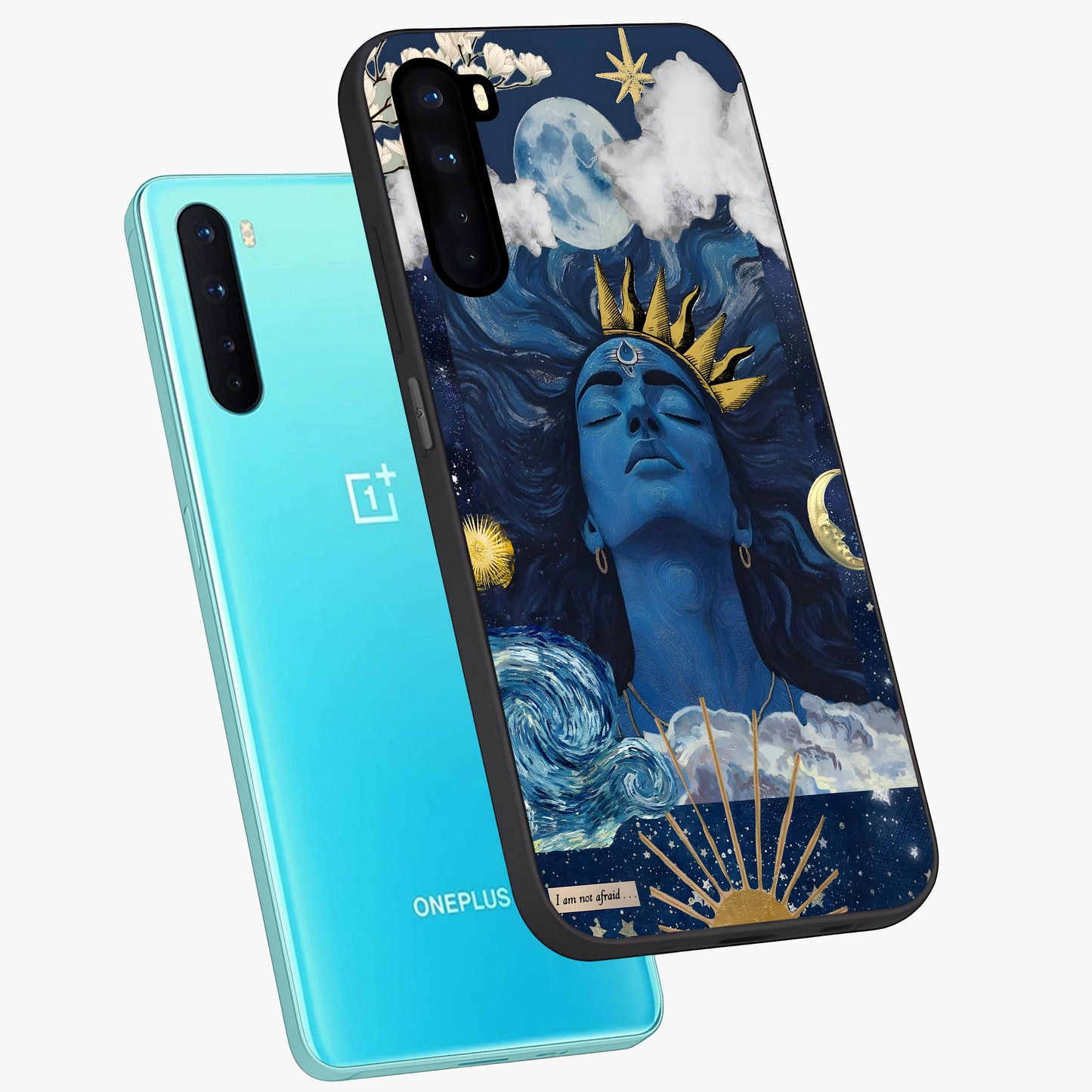 Aesthetic Lord Shiva Glass Case displayed in angled mockup highlighting spiritual Shiva illustration and sacred aesthetic design.
