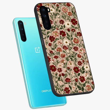 Biege Flower With Leaf Glass Case displayed in angled mockup highlighting minimal floral leaf design and elegant aesthetic.