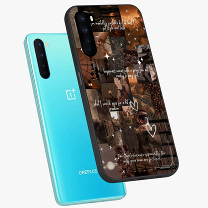 Bittersweet Aesthetic Chaos Glass Case displayed in angled mockup highlighting expressive abstract artwork and edgy aesthetic theme.