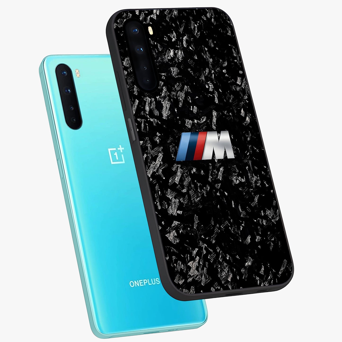 Carbon Speed Mark Glass Case displayed in angled mockup highlighting racing inspired carbon design and sleek aesthetic style.