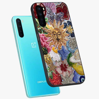 Celestial Floral and Playful Glass Case displayed in angled mockup highlighting playful floral design with dreamy celestial elements.