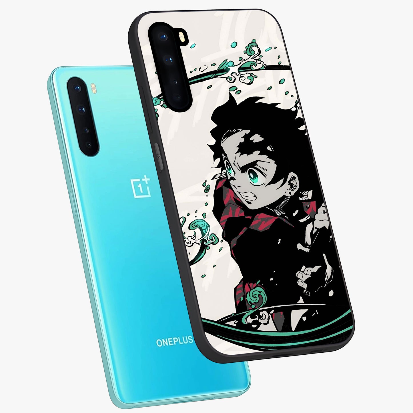 Demon Slayer Glass Case displayed in angled mockup highlighting dramatic anime character design with action aesthetic.