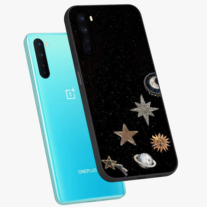 Galactic Charm Glow Glass Case displayed in angled mockup highlighting luminous galaxy inspired design with dreamy aesthetic.