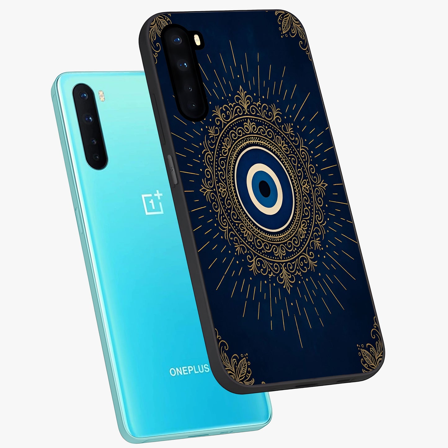 Golden Celestial Charm Glass Case displayed in angled mockup highlighting sparkling cosmic charm design with celestial aesthetic.