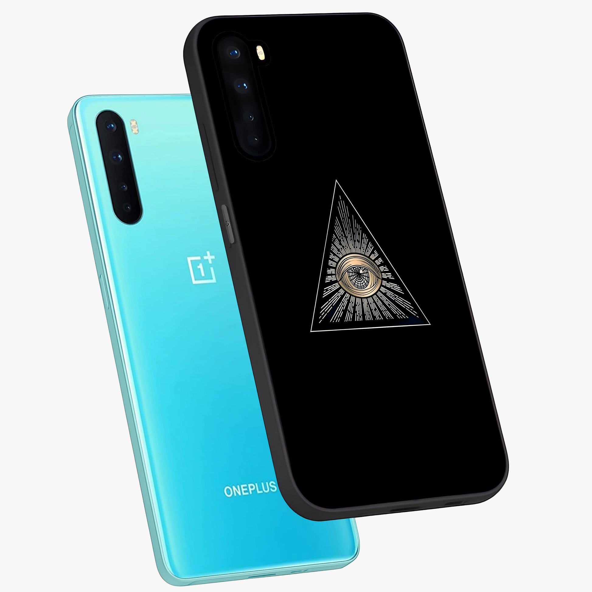 Illuminati Evil Glass Case displayed in angled mockup highlighting dark occult inspired design with bold aesthetic style.