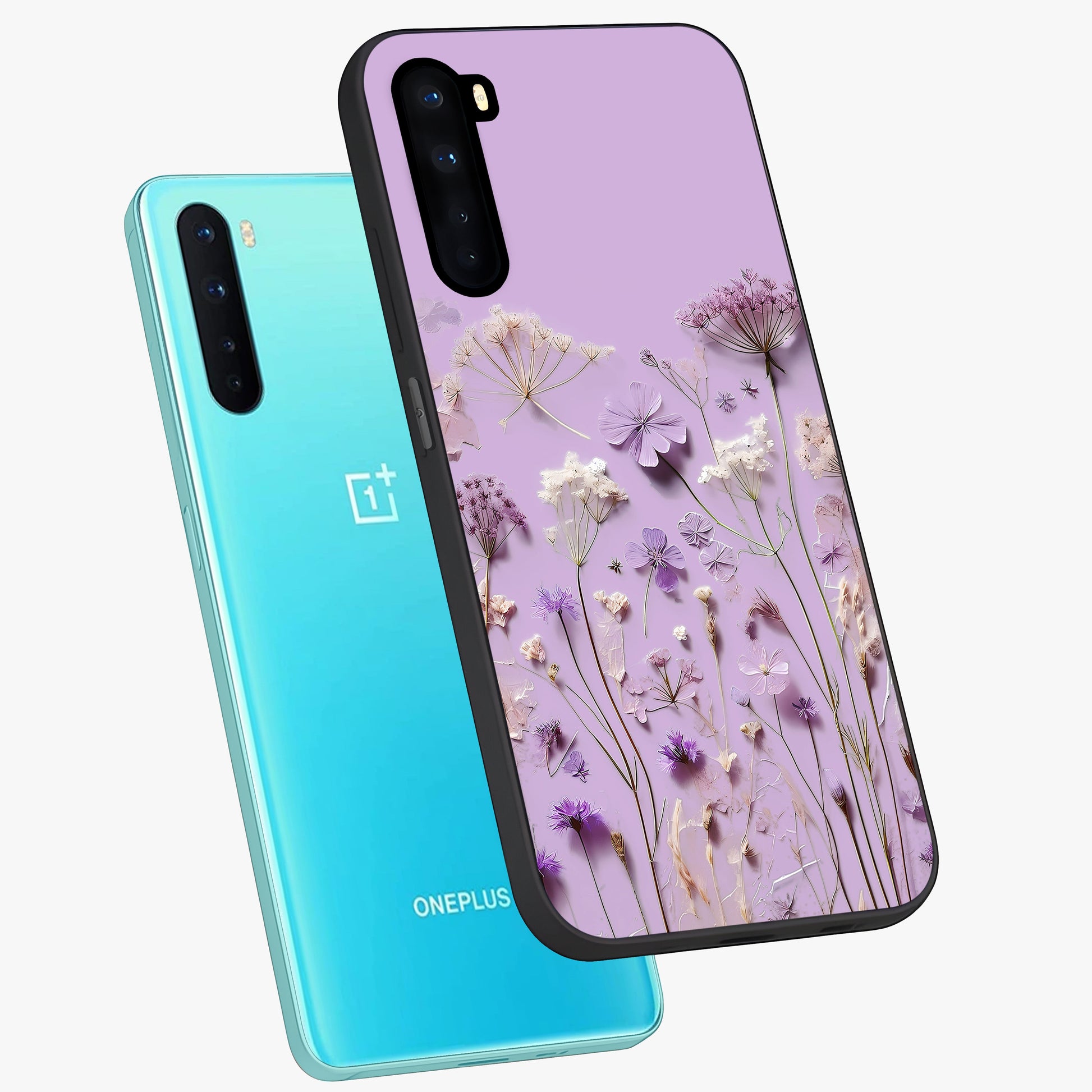 Lavender Blossom Dream Glass Case displayed in angled mockup highlighting dreamy lavender flower design with calming aesthetic style.