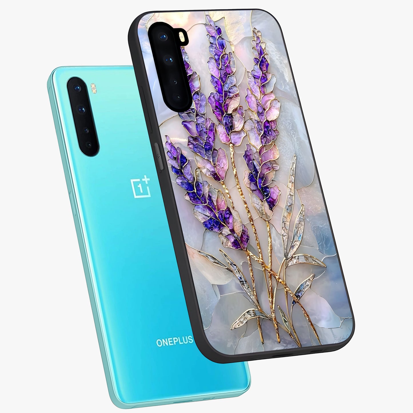 Lavender Dream Glow Glass Case displayed in angled mockup highlighting dreamy purple glow design with soft artistic style.