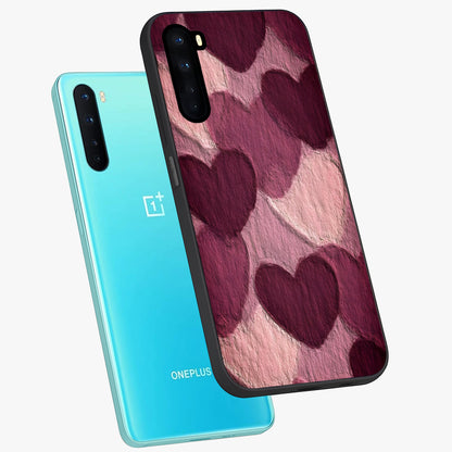 Layered Paper Hearts Glass Case displayed in angled mockup highlighting creative paper craft heart design with romantic aesthetic.