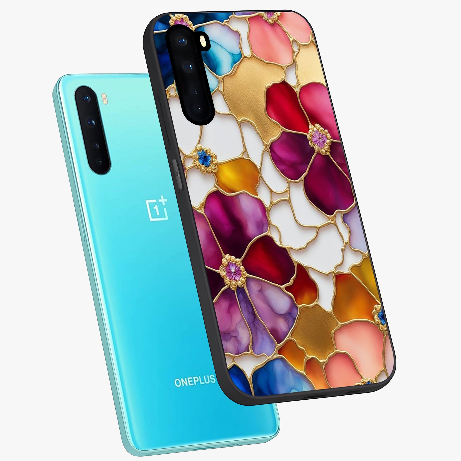 Marble Flower Pattern Glass Case displayed in angled mockup highlighting elegant marble floral design with modern aesthetic.