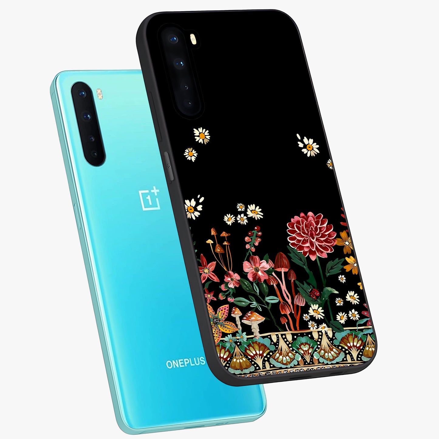 Midnight Bloom Pattern Glass Case displayed in angled mockup highlighting elegant flower design with midnight aesthetic style.