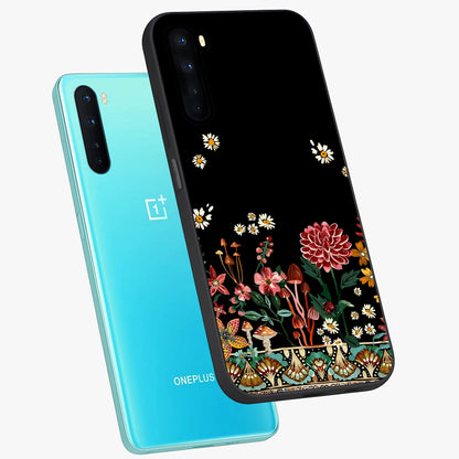 Midnight Bloom Pattern Glass Case displayed in angled mockup highlighting elegant flower design with midnight aesthetic style.
