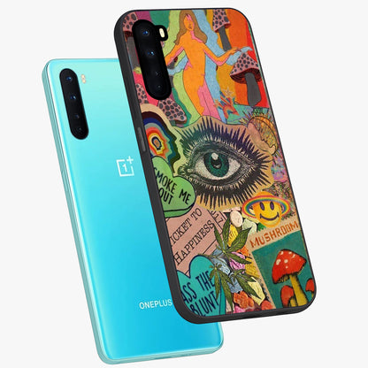 Mystic Eye Wonderland Glass Case displayed in angled mockup highlighting magical eye illustration with dreamy aesthetic.