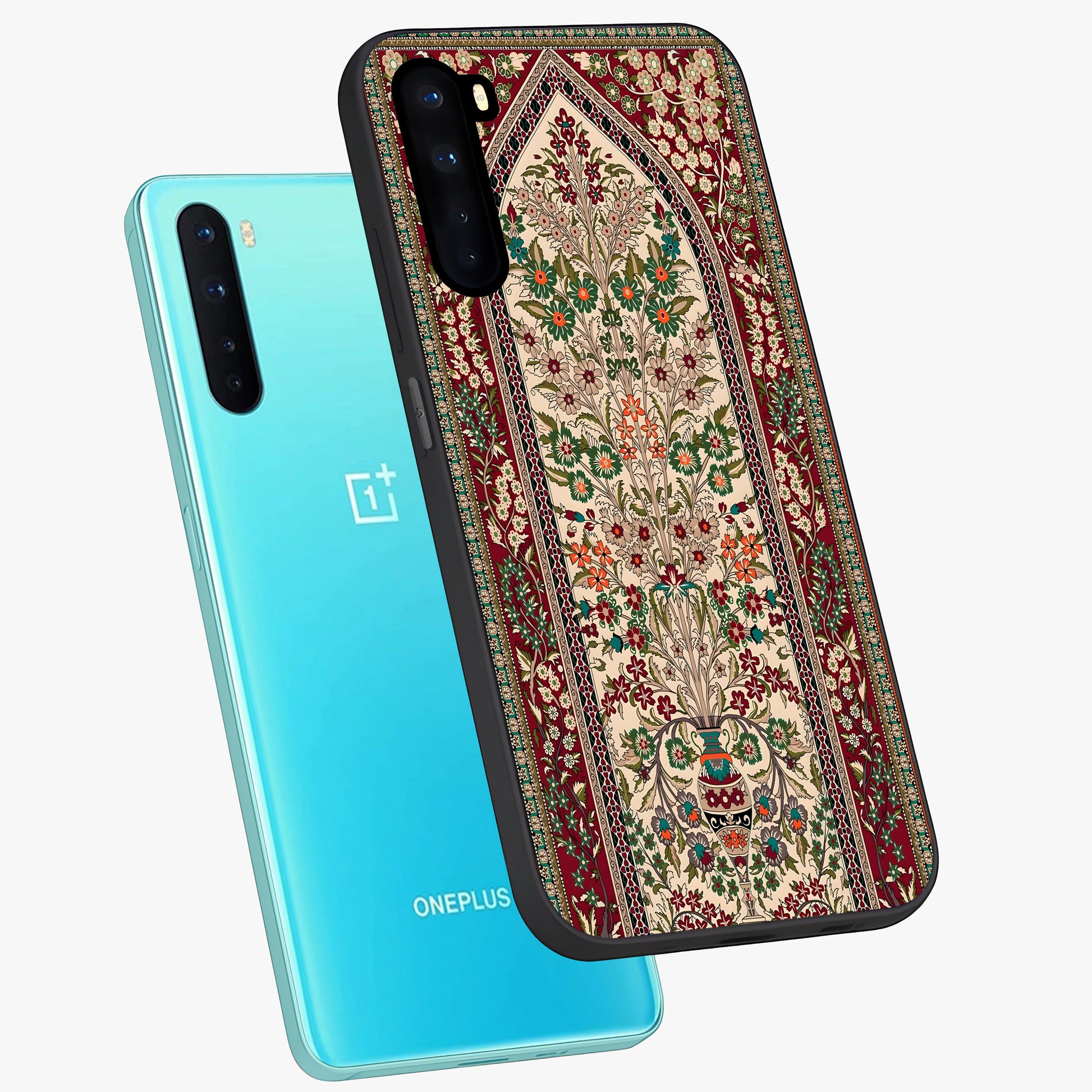Persian Inspired Glass Case displayed in angled mockup highlighting intricate traditional design with elegant cultural aesthetic.