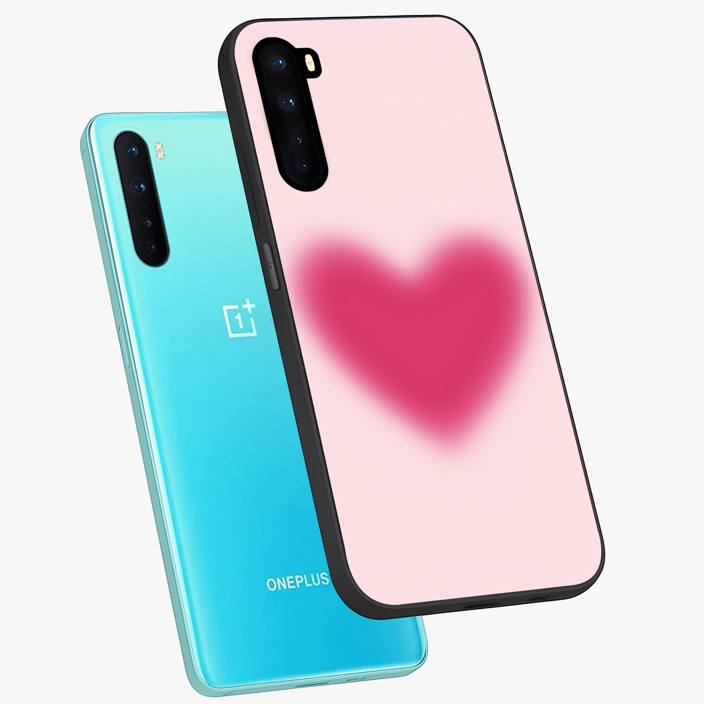 Pink Aura Heart Glass Case displayed in angled mockup highlighting vibrant pink heart design with dreamy aura aesthetic.