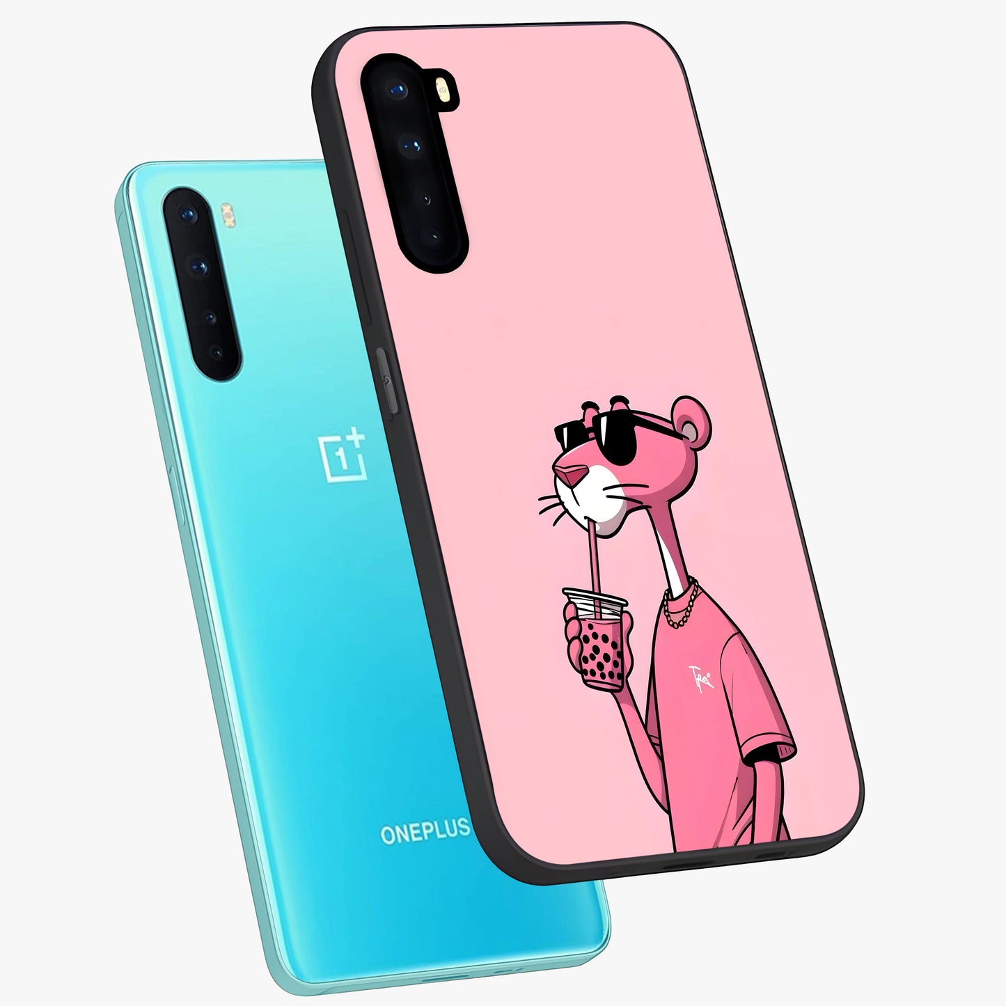 Pink Panther Glass Case displayed in angled mockup highlighting playful cartoon character design with vibrant pink aesthetic.