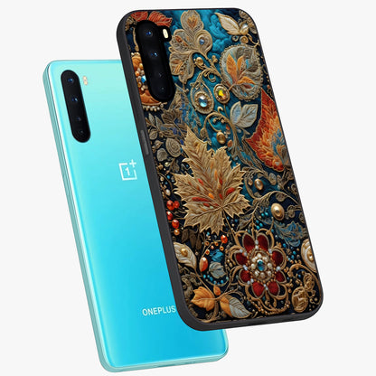 Royal Jewel Garden Glass Case displayed in angled mockup highlighting vibrant jewel inspired floral design with elegant aesthetic.