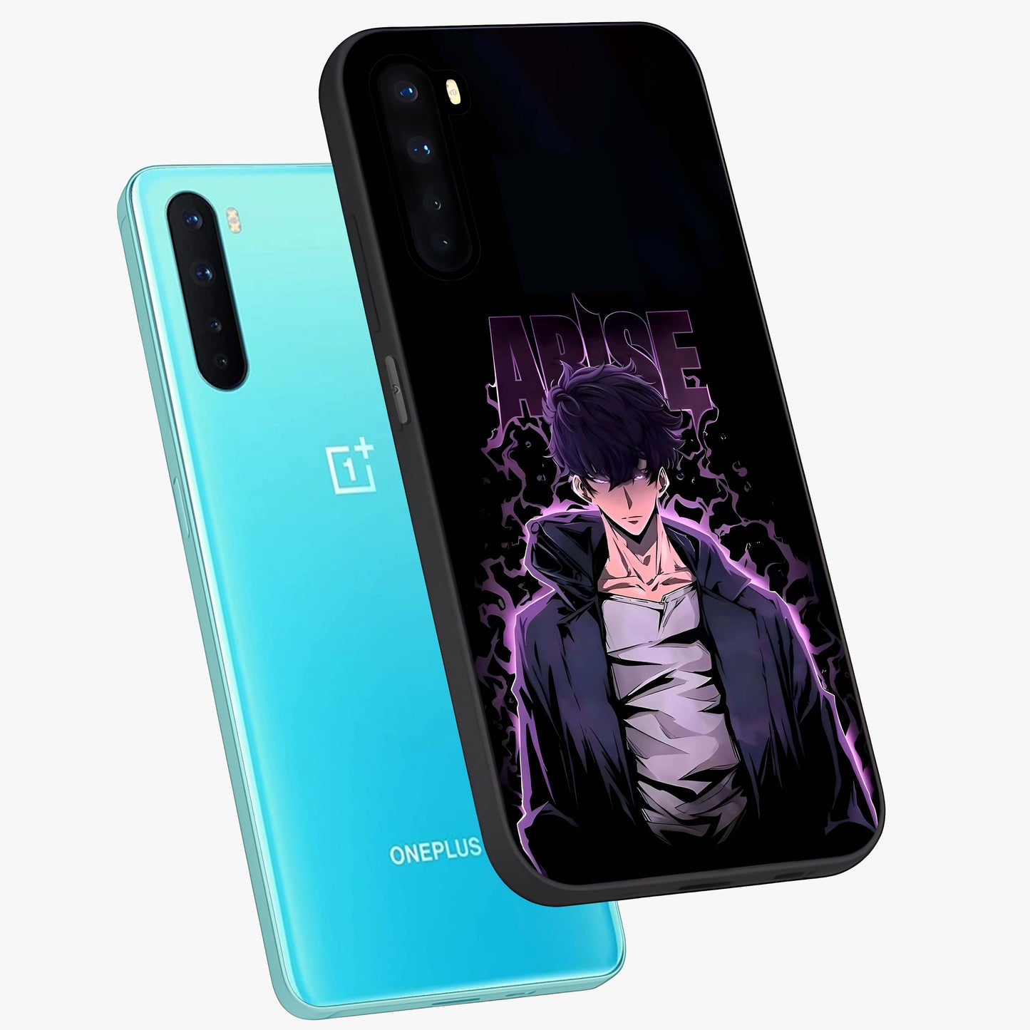 Shadow Monarch Awakening Glass Case displayed in angled mockup highlighting dramatic shadow warrior design with fantasy aesthetic.