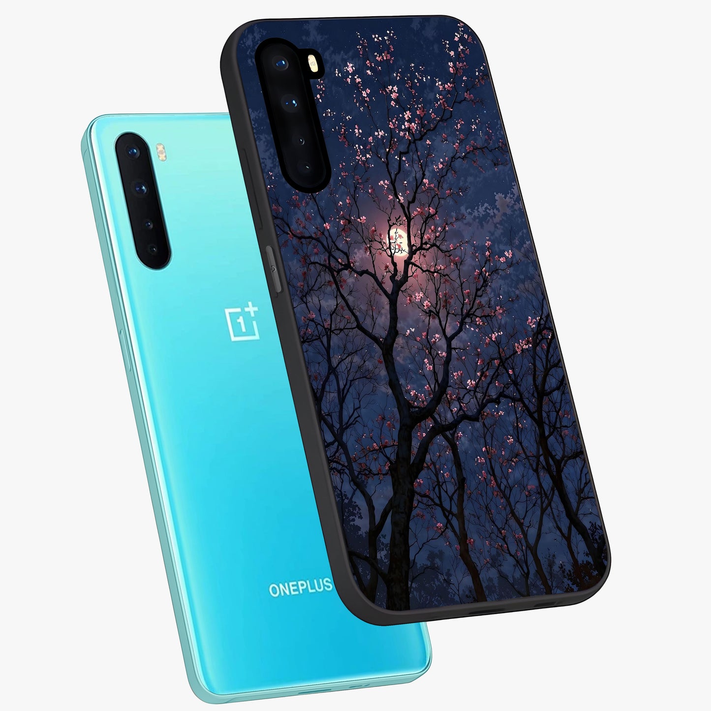 Twilight Sakura Serenade Glass Case displayed in angled mockup highlighting delicate sakura flower design with dreamy aesthetic.