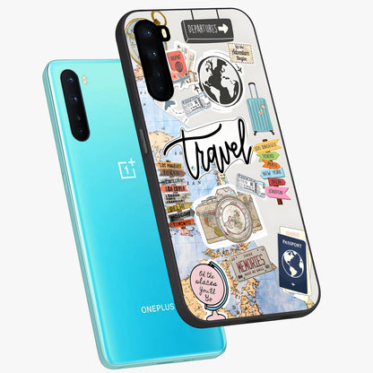 Wanderlust Journal Glass Case displayed in angled mockup highlighting adventure themed design with aesthetic travel vibe.