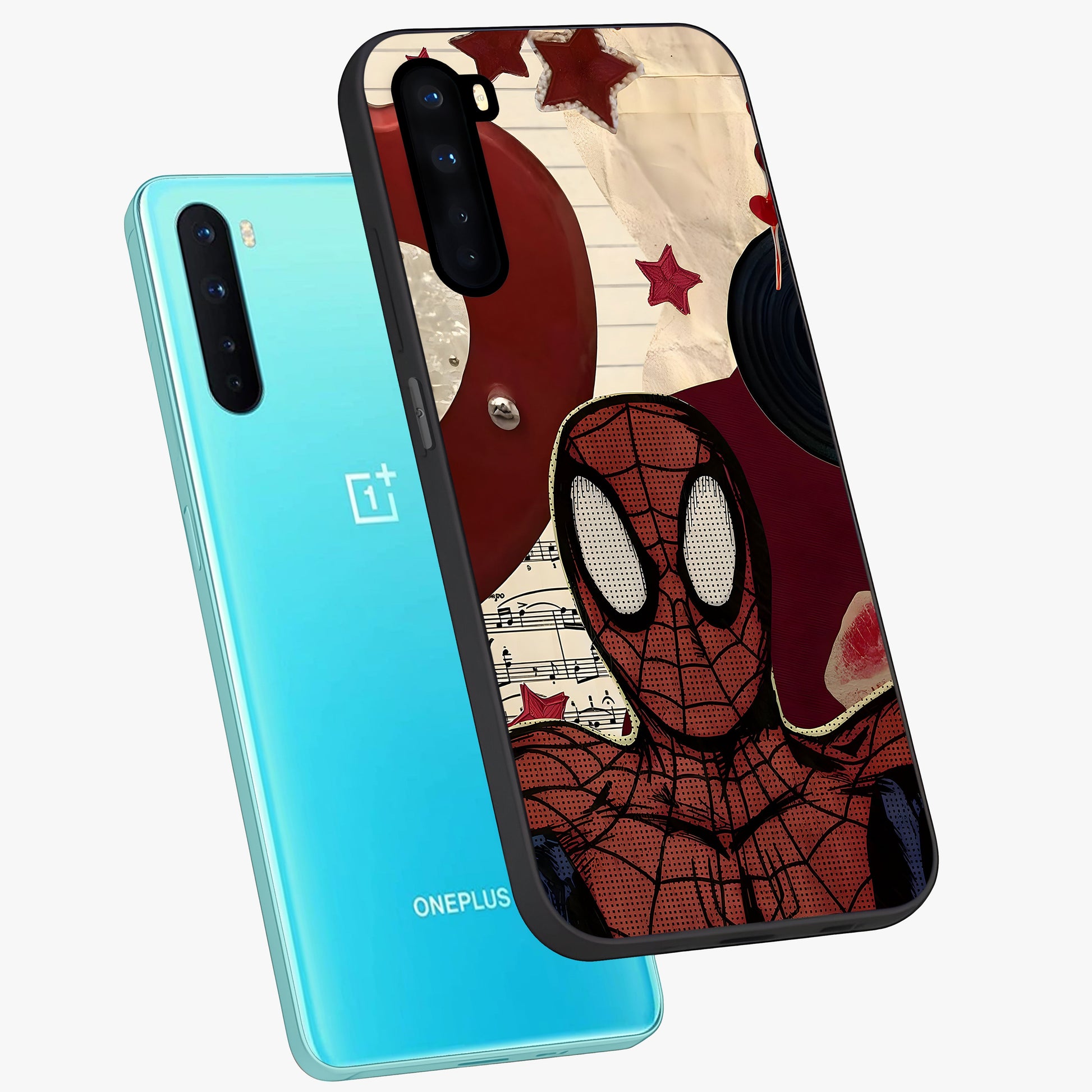 Web Warrior Vibes Glass Case displayed in angled mockup highlighting dynamic web design with comic style aesthetic.