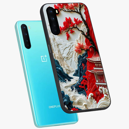Whispers Of Sakura Waves Glass Case displayed in angled mockup highlighting flowing sakura design with soft floral aesthetic.