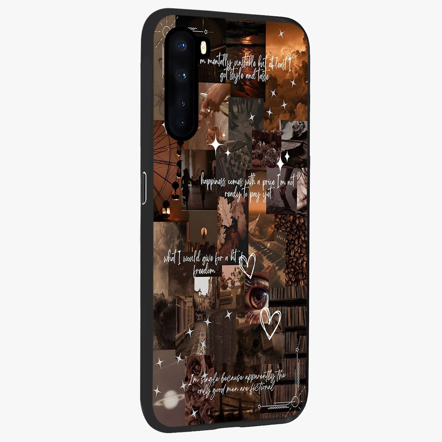 Bittersweet Aesthetic Chaos Glass Case upright view showcasing bold artistic chaos design with modern aesthetic style.