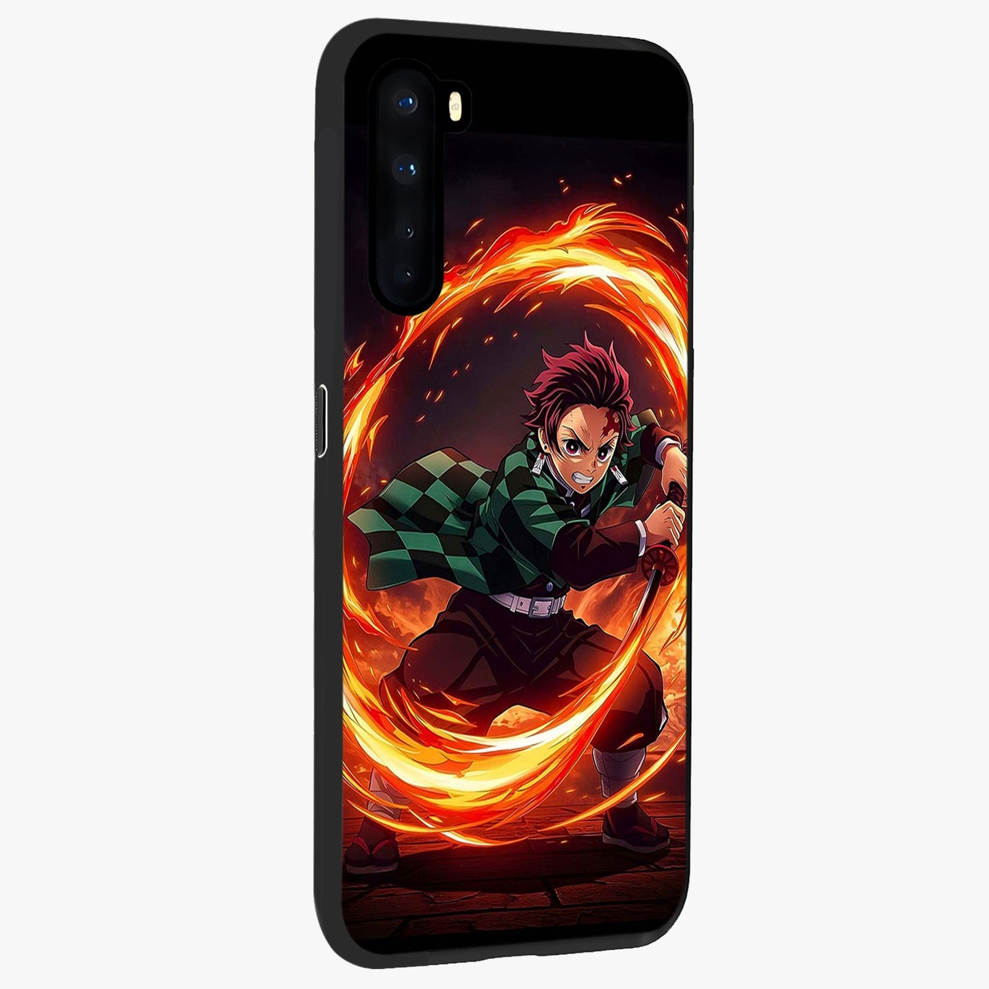 Blazing Sword Resolve Glass Case upright view showcasing dramatic warrior inspired artwork with intense visual style.