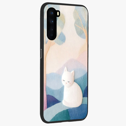 Cotton Dream Cat Glass Case upright view showcasing charming cat artwork with cozy dreamy theme.