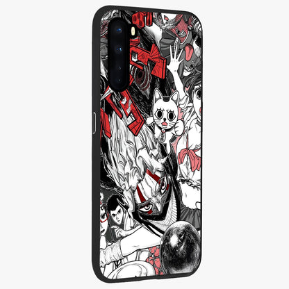 Crimson Chaos Panel Glass Case upright view showcasing intense crimson artwork with dramatic aesthetic style.