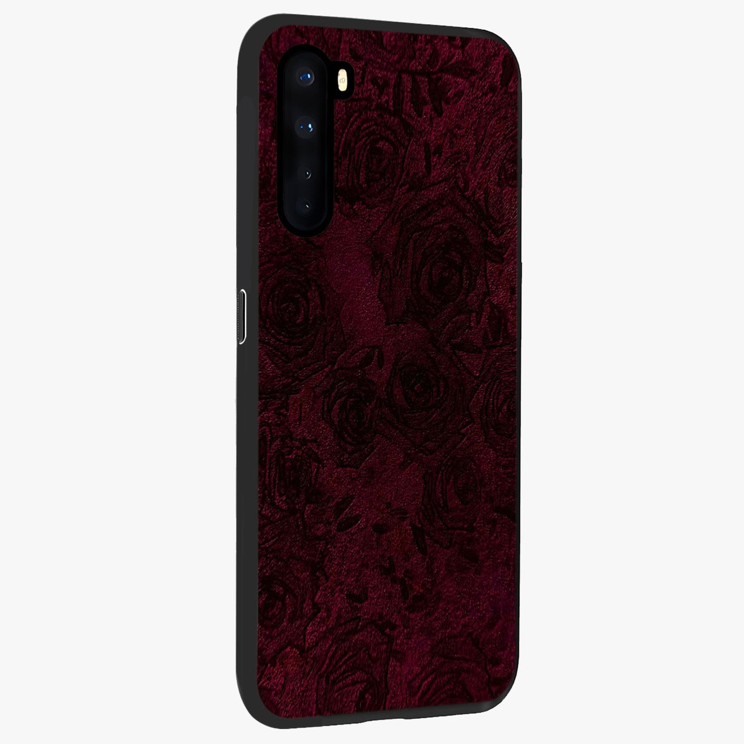 Crimson Fade Flow Glass Case upright view showcasing dynamic crimson flow artwork with stylish abstract theme.