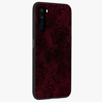 Crimson Fade Flow Glass Case upright view showcasing dynamic crimson flow artwork with stylish abstract theme.