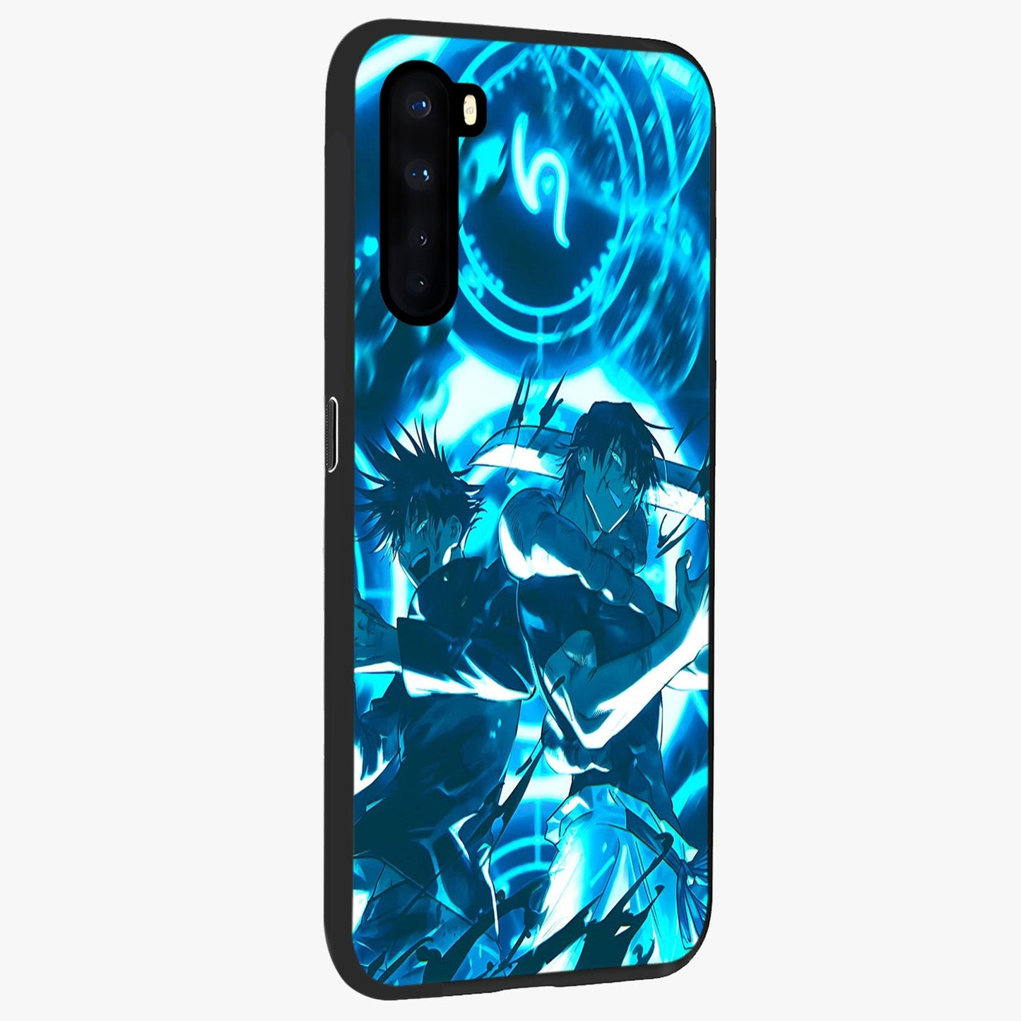Cursed Energy Clash Glass Case upright view showcasing dramatic clash artwork with bold supernatural theme.