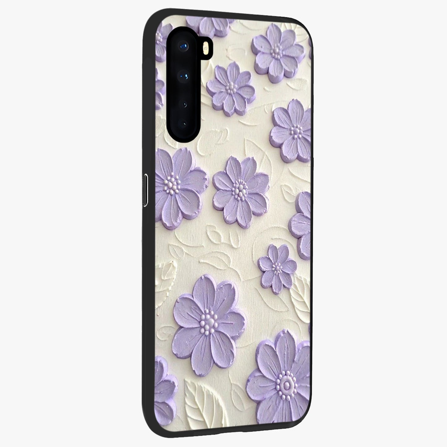 Floral Wall Art With Purple Flowers Glass Case upright view showcasing elegant purple flower artwork with decorative floral theme.