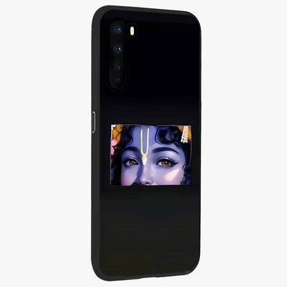 Krishna Divine Embrace Glass Case upright view showcasing sacred Krishna artwork with peaceful devotional theme.