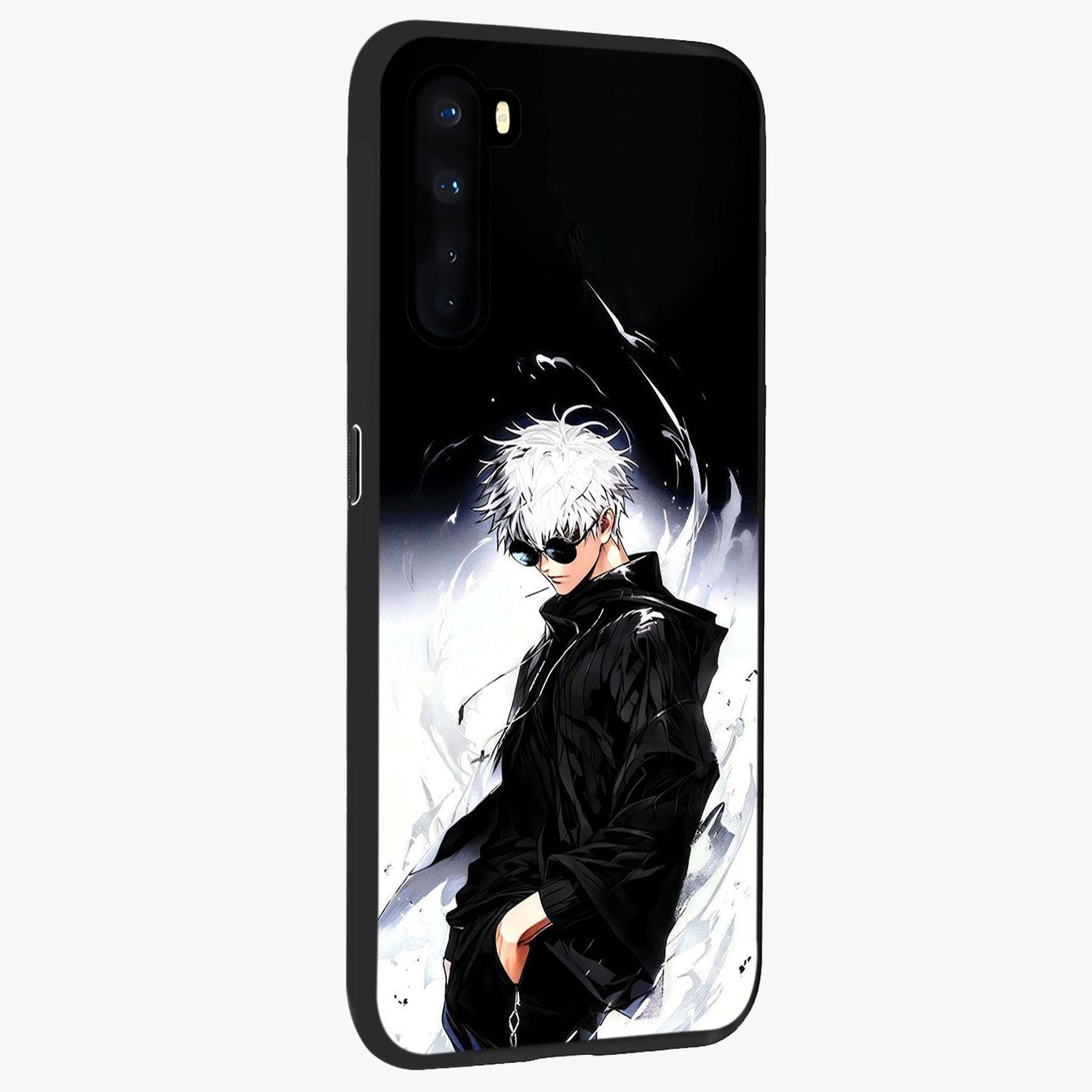 Limitless Shadow King Glass Case upright view showcasing bold shadow warrior artwork with epic fantasy theme.