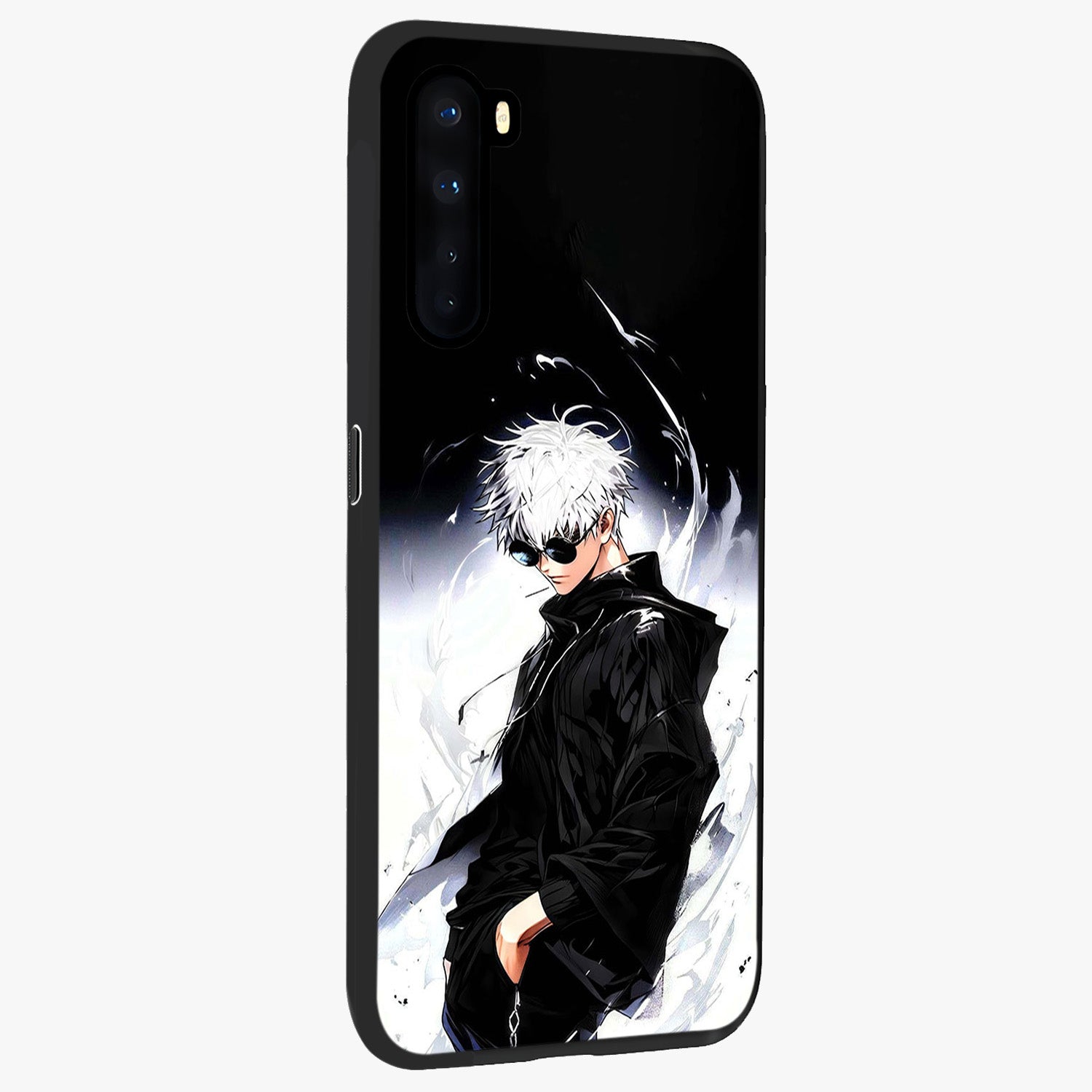Limitless Shadow King Glass Case upright view showcasing bold shadow warrior artwork with epic fantasy theme.