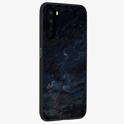 Lunar Veil Silence Glass Case upright view showcasing calm moon themed artwork with serene night atmosphere.