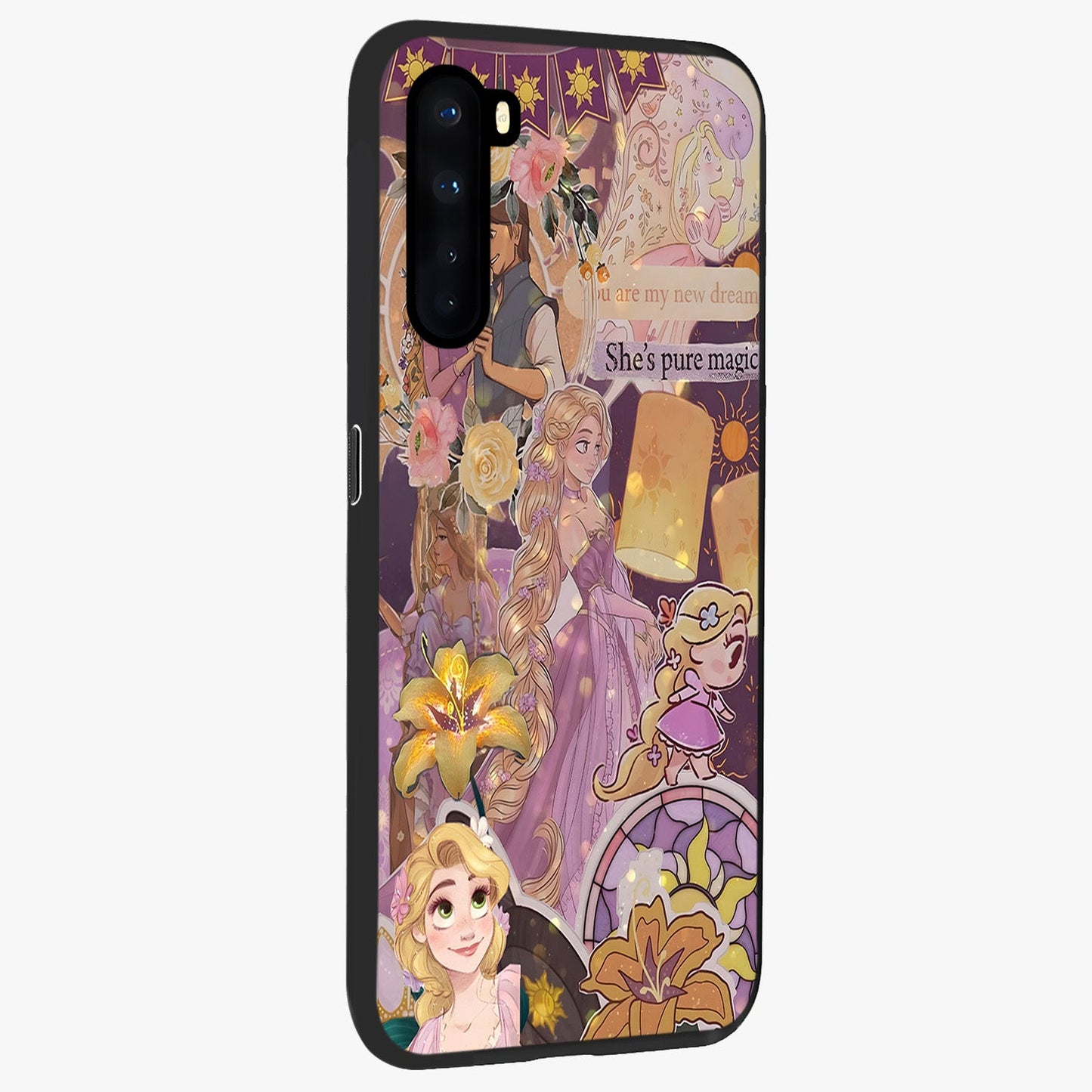 Magical Tangled Dream Glass Case upright view showcasing enchanting artistic artwork with dreamy fantasy theme.