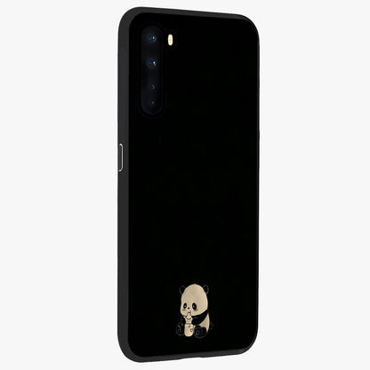 Midnight Panda Love Glass Case upright view showcasing charming panda artwork with playful romantic theme.