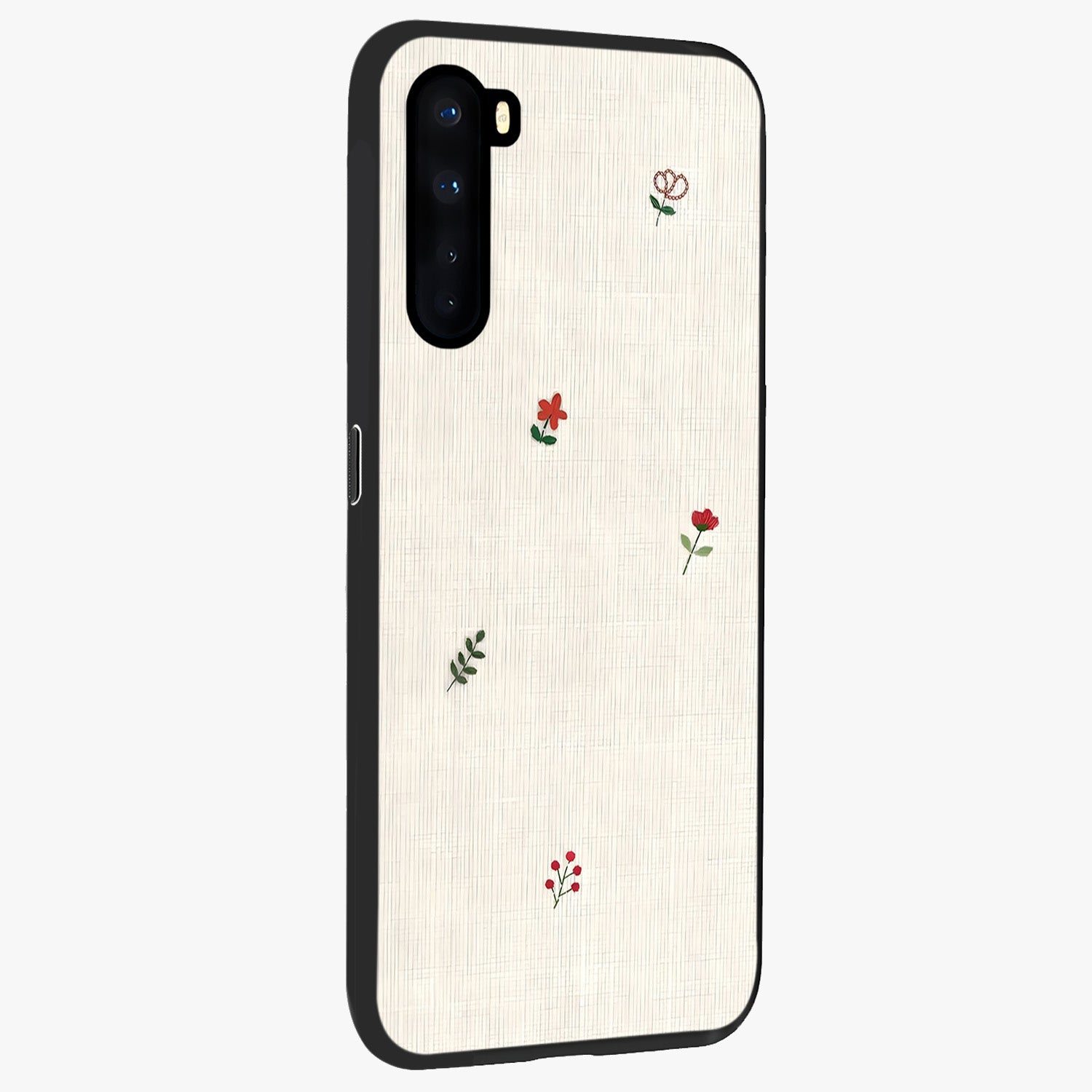 Minimalistic Blue With White Flower Pattern Glass Case upright view showcasing clean white flower artwork with calming blue theme.