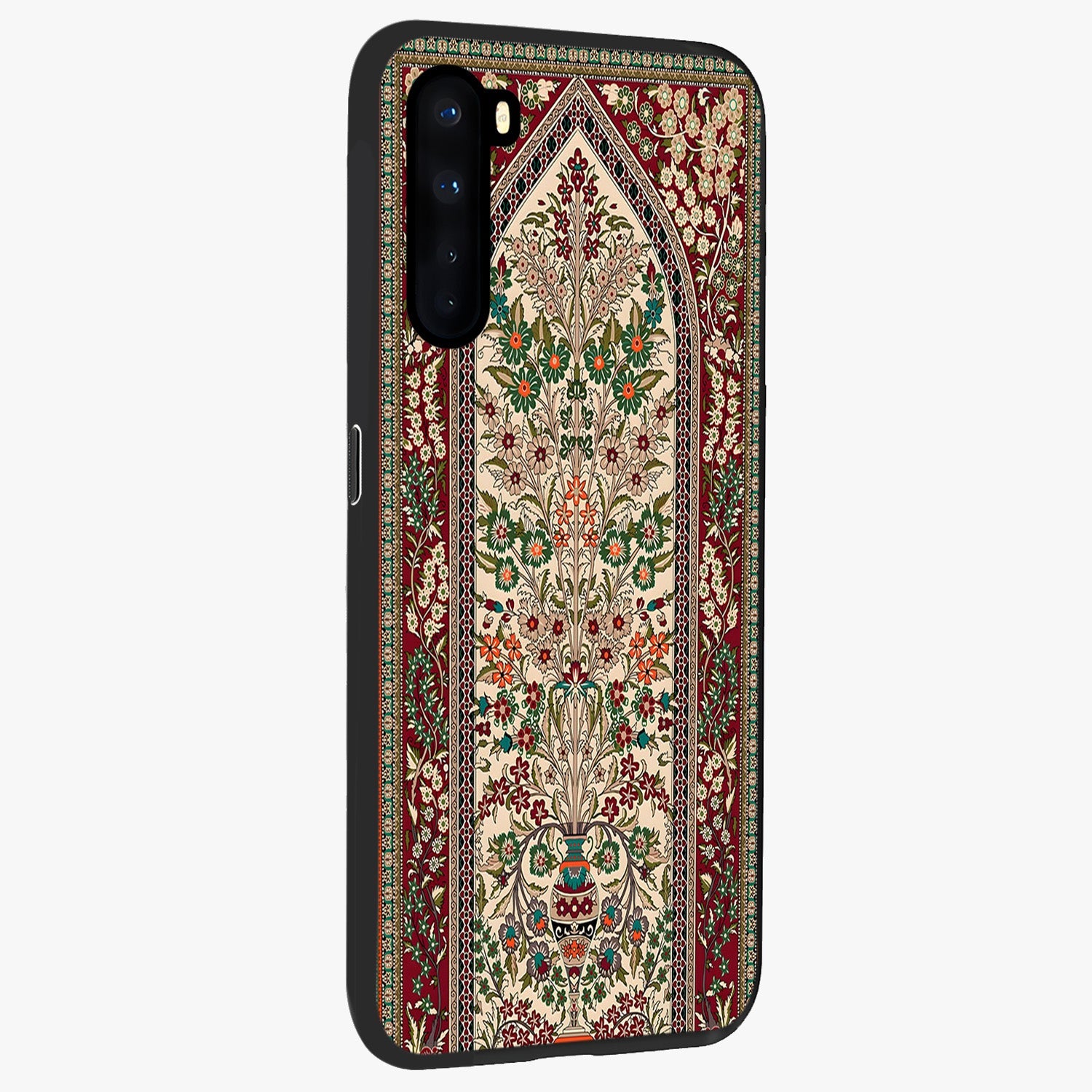 Persian Inspired Glass Case upright view showcasing decorative Persian artwork with rich heritage theme.