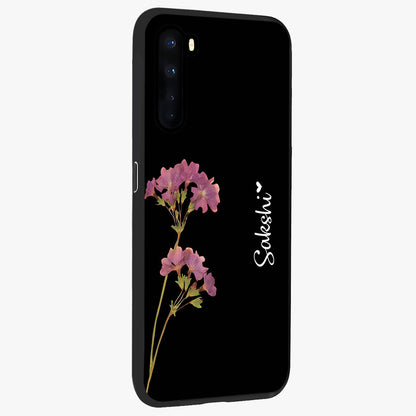 Riching Lavender Flower Custom Name Glass Case upright view showcasing elegant lavender floral artwork with personalized aesthetic.