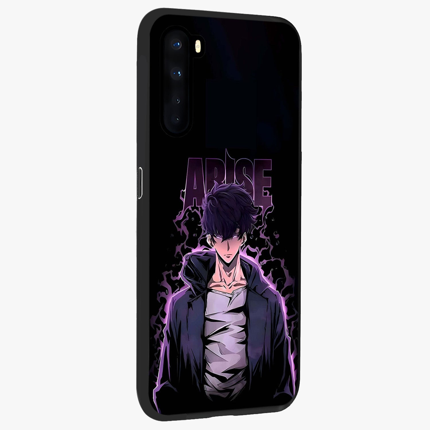 Shadow Monarch Awakening Glass Case upright view showcasing bold monarch artwork with mystical awakening theme.