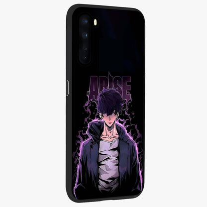 Shadow Monarch Awakening Glass Case upright view showcasing bold monarch artwork with mystical awakening theme.