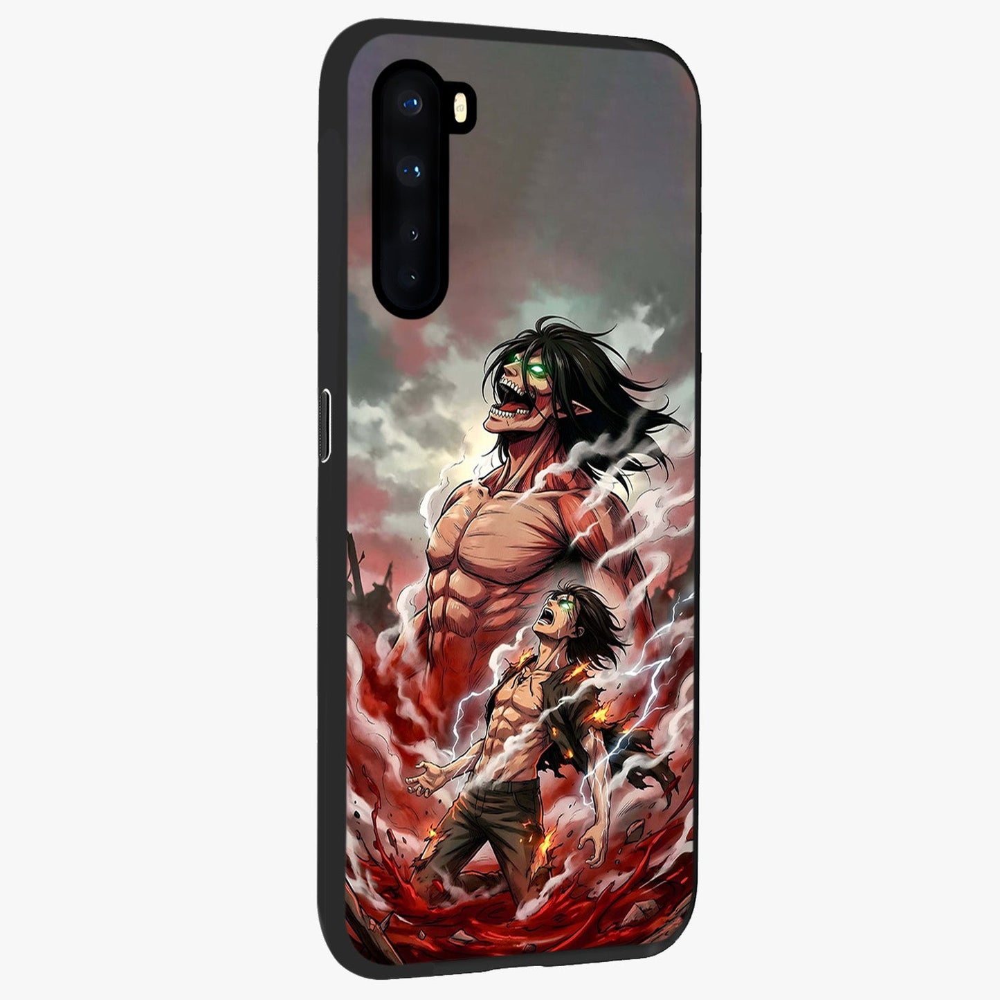 Titan Awakening Fury Glass Case upright view showcasing intense titan artwork with epic fantasy theme.