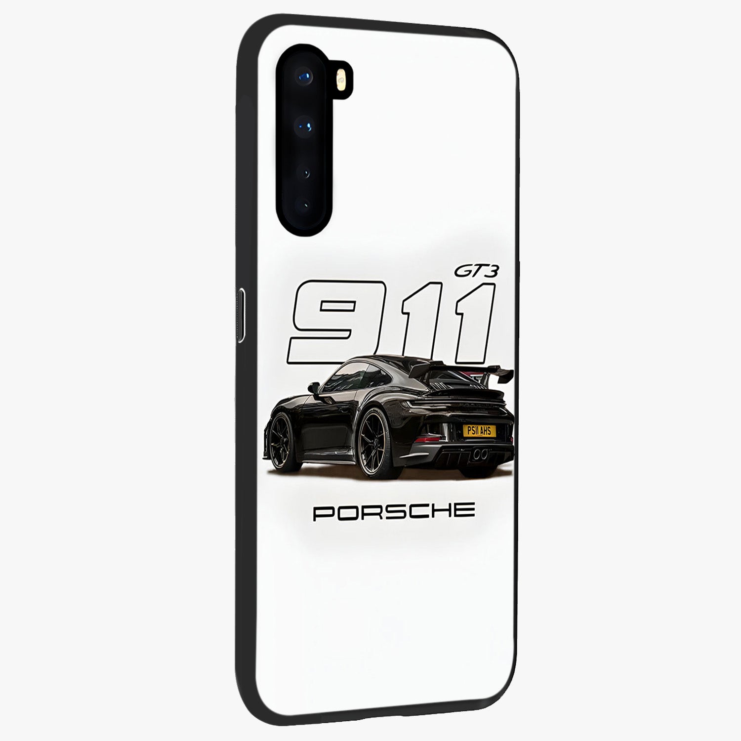 Turbo Legacy Icon Glass Case upright view showcasing bold racing inspired artwork with classic car theme.