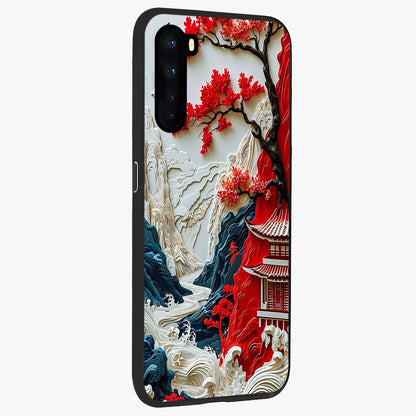 Whispers Of Sakura Waves Glass Case upright view showcasing delicate cherry blossom artwork with elegant nature theme.