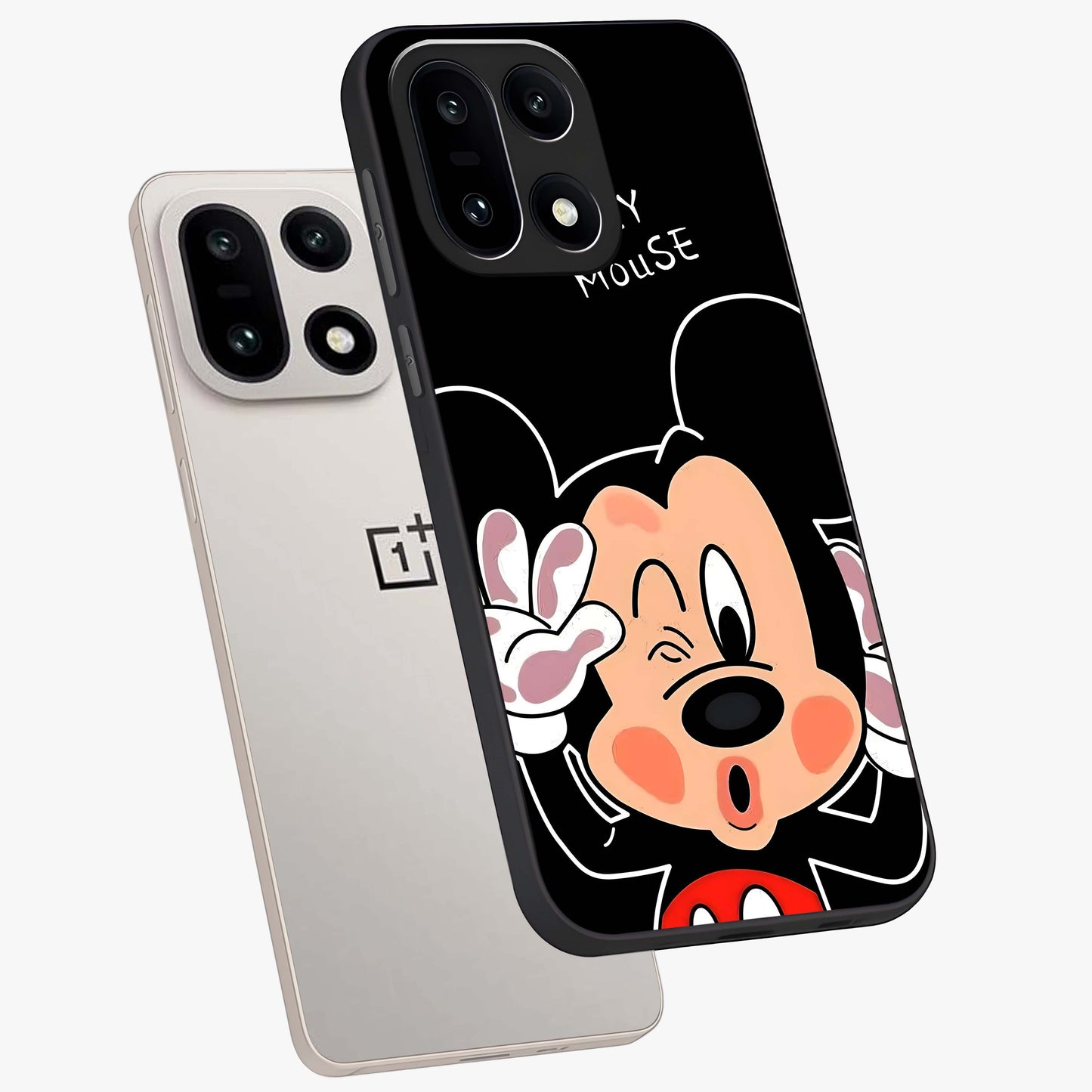 Cute Mickey Love Custom Name Glass Case for OnePlus 15 |1+15