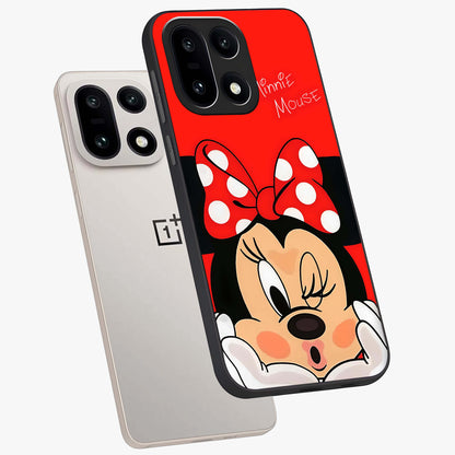 Cute Minnie Love Custom Name Glass Case for OnePlus 15 |1+15
