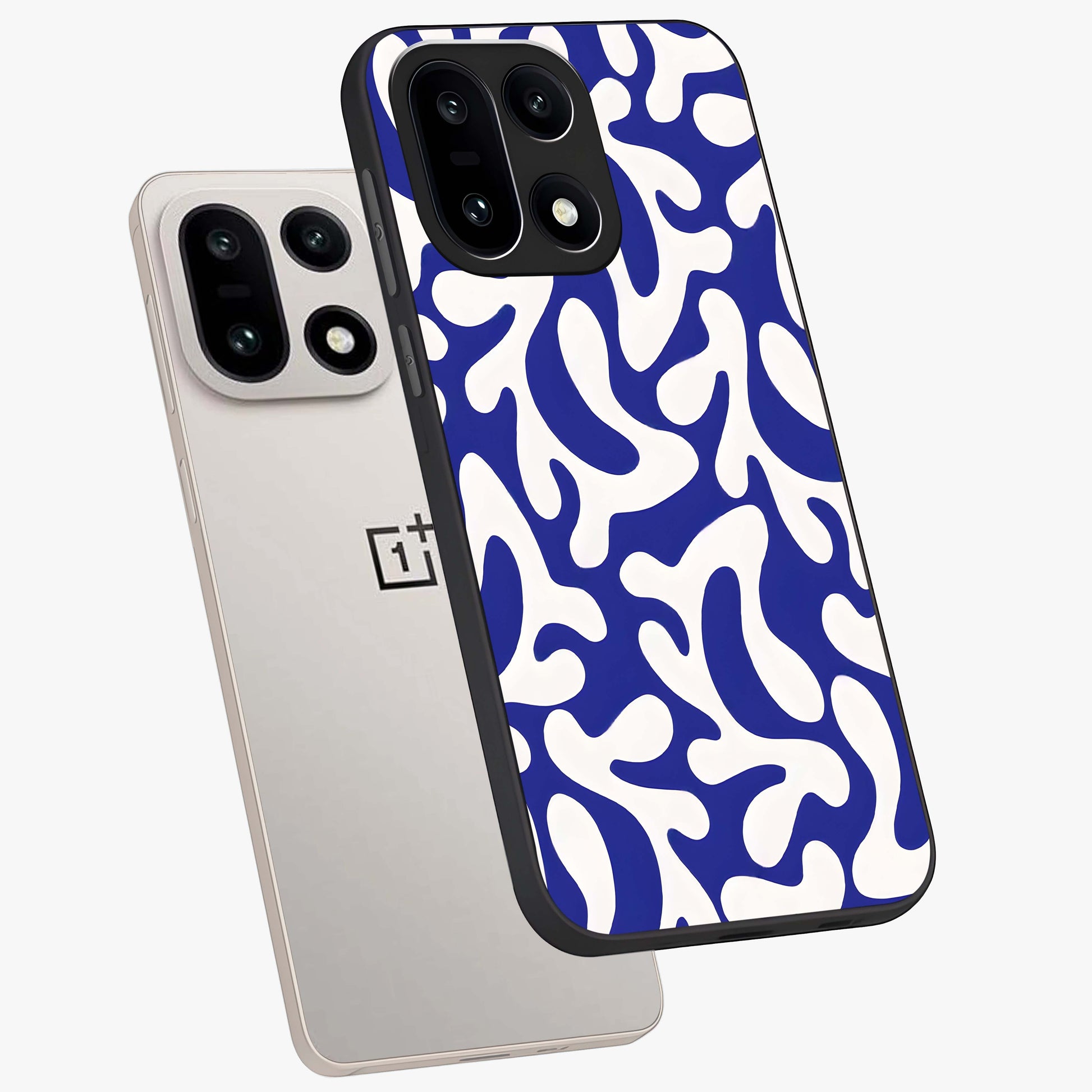 Abstract Coral Waves Glass Case for 1+15 angled display showcasing glossy finish and fluid abstract textures